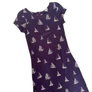 Hatley Navy Blue Nautical Sailboat T Shirt Dress Size XS